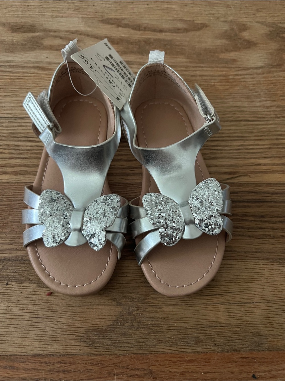 H&M Silver Glitter Butterfly T-Strap Sandals for Kids